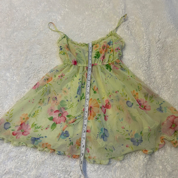 VTG Victoria's Secret Floral Babydoll Camisole Green Sheer Y2K Soft Coquette XS - Picture 3 of 5